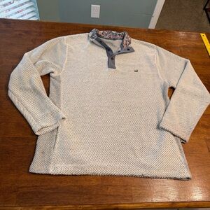 Southern Marsh Men's Pawley’s Rope Pullover Cream Gray Sweater size medium